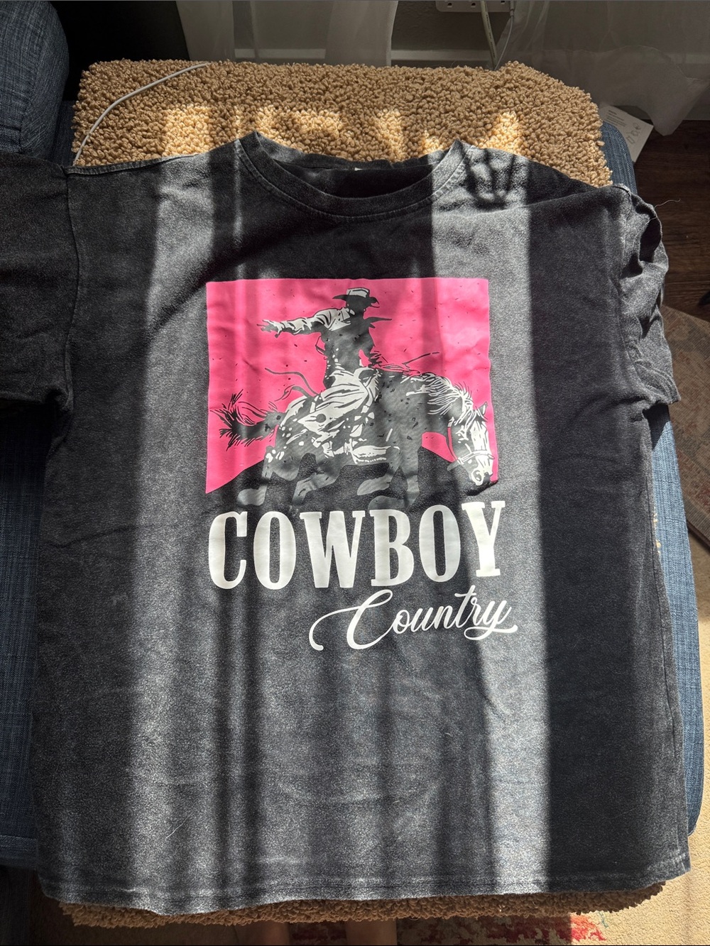 Cowboy Country Graphic Tee - Black with Pink Accent